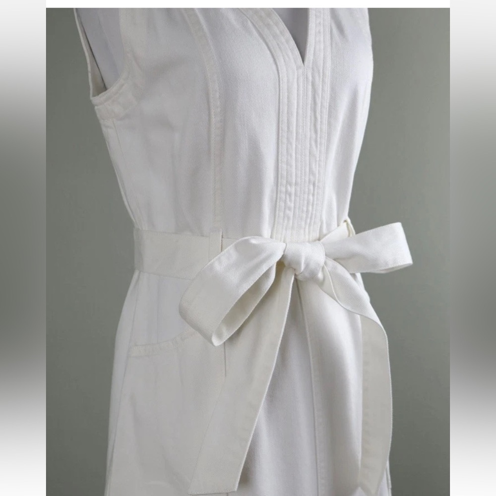 SUNDANCE Catalog NWT ‘Poppy’ Denim Jean Midi Belted Dress in White Size 12 - Picture 9 of 13